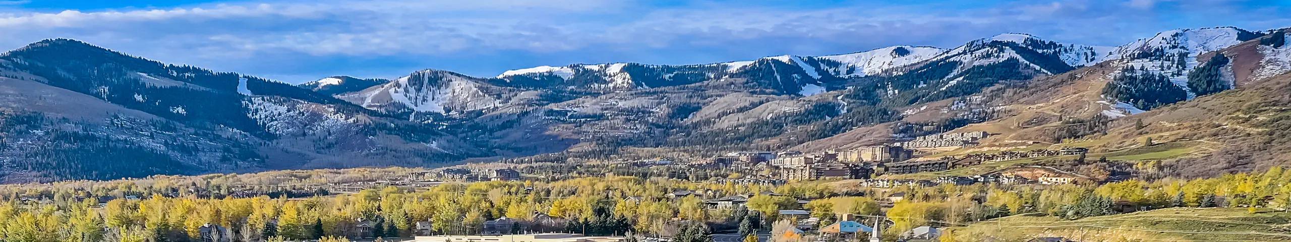 Aerial view of Canyons Village Resort in Park City, UT
