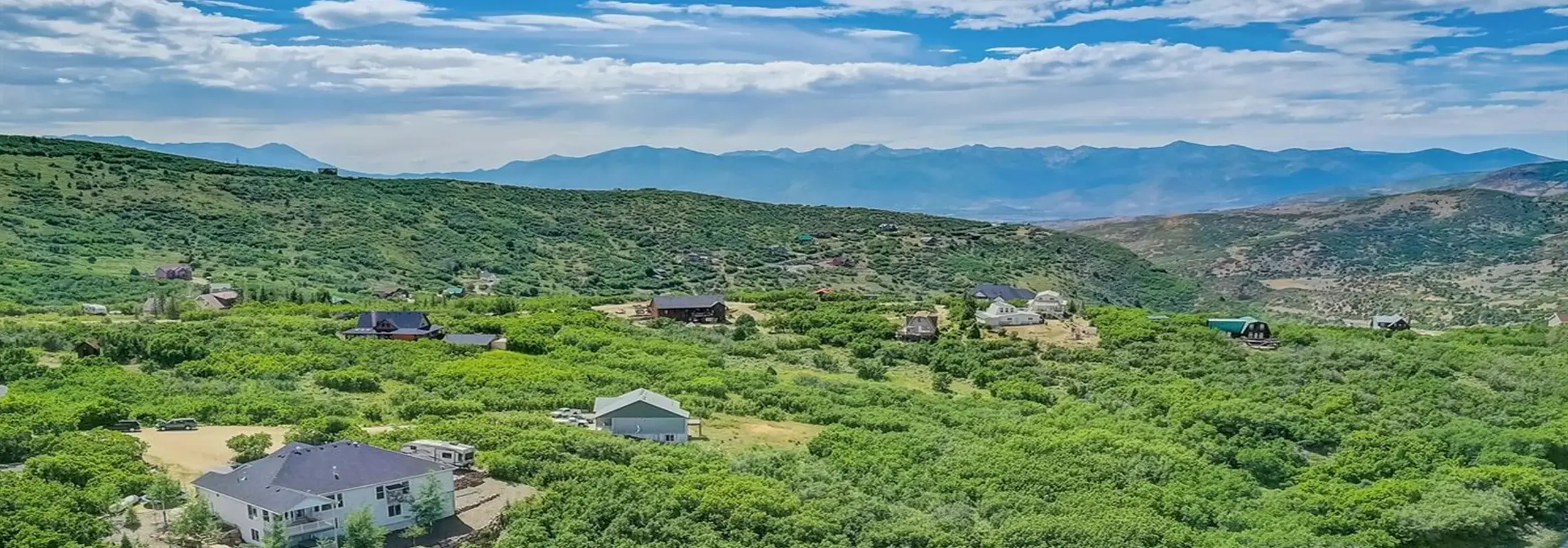 Aerial view of mountain homes in Timberlakes, Park City
